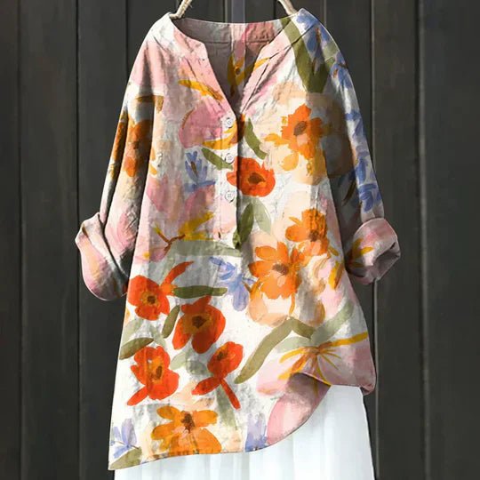 Willow | Women's Floral Blouse Relaxed Fit Long Sleeve