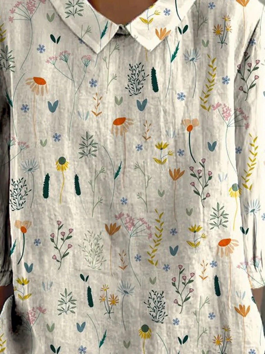 Grace | Women's Floral Polo Shirt Loose Fit Collared Blouse