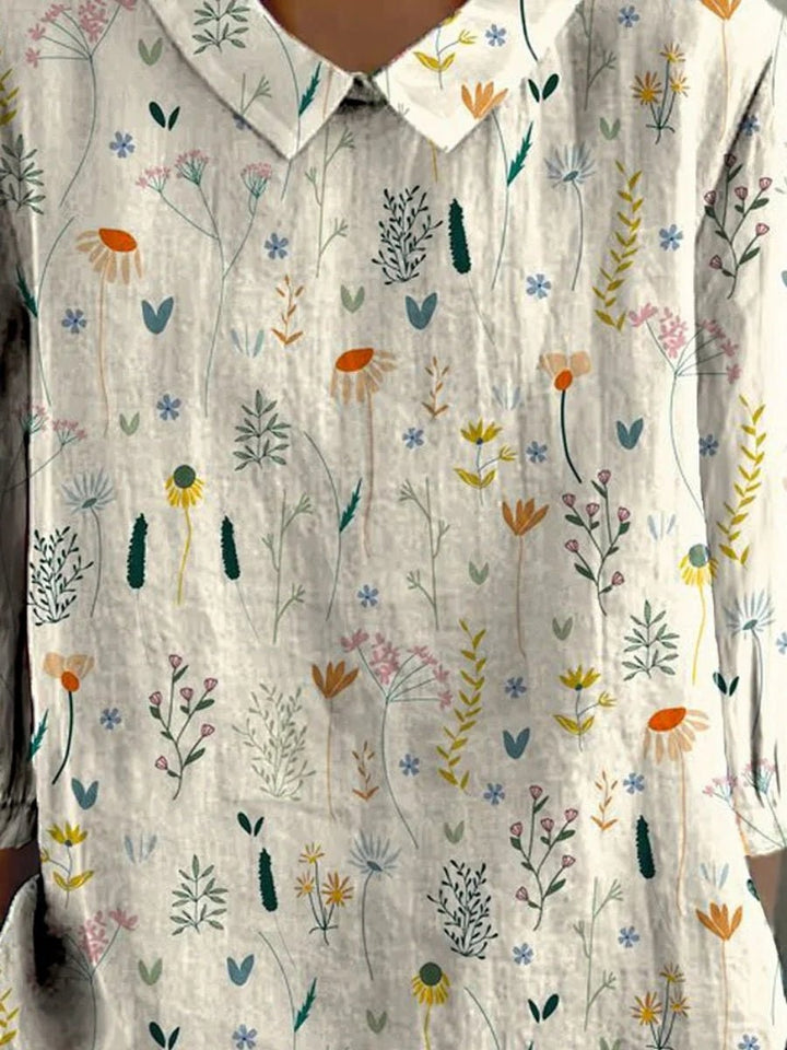 Grace | Women's Floral Polo Shirt Loose Fit Collared Blouse