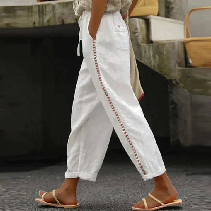 Amelia | Women's High-Rise Tapered-Leg Button-Side Trousers
