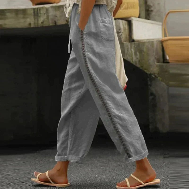 Amelia | Women's High-Rise Tapered-Leg Button-Side Trousers
