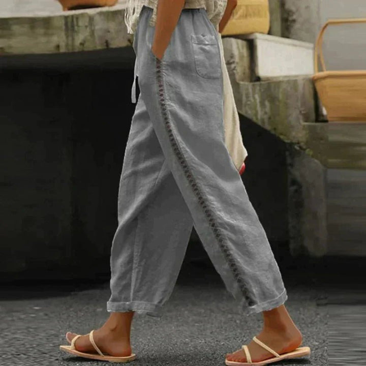 Amelia | Women's High-Rise Tapered-Leg Button-Side Trousers