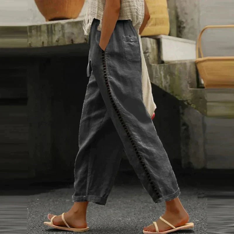 Amelia | Women's High-Rise Tapered-Leg Button-Side Trousers