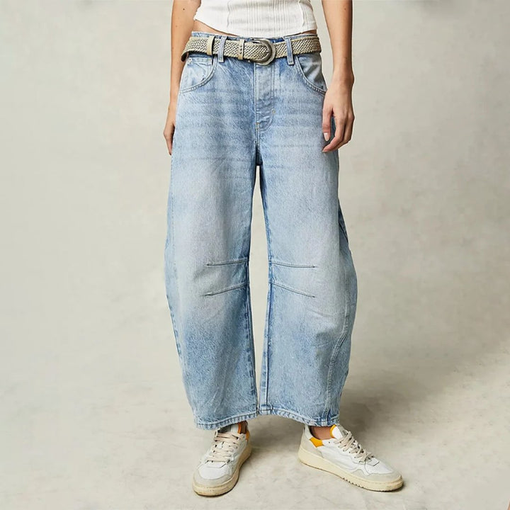 Olivia | Women's High-Waist Barrel-Leg Relaxed-Fit Denim Jeans