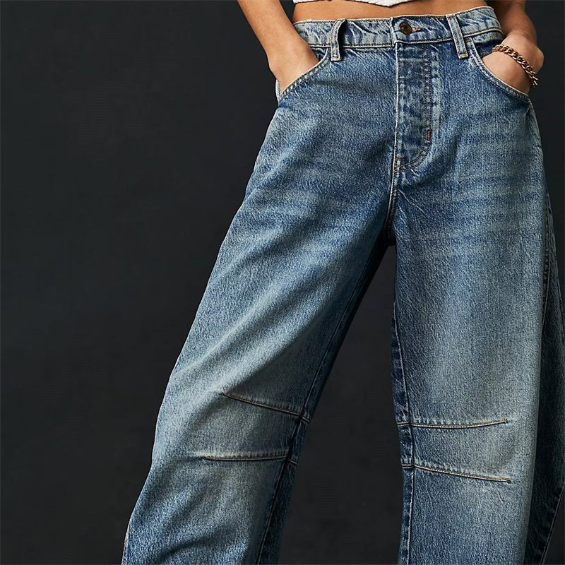 Olivia | Women's High-Waist Barrel-Leg Relaxed-Fit Denim Jeans