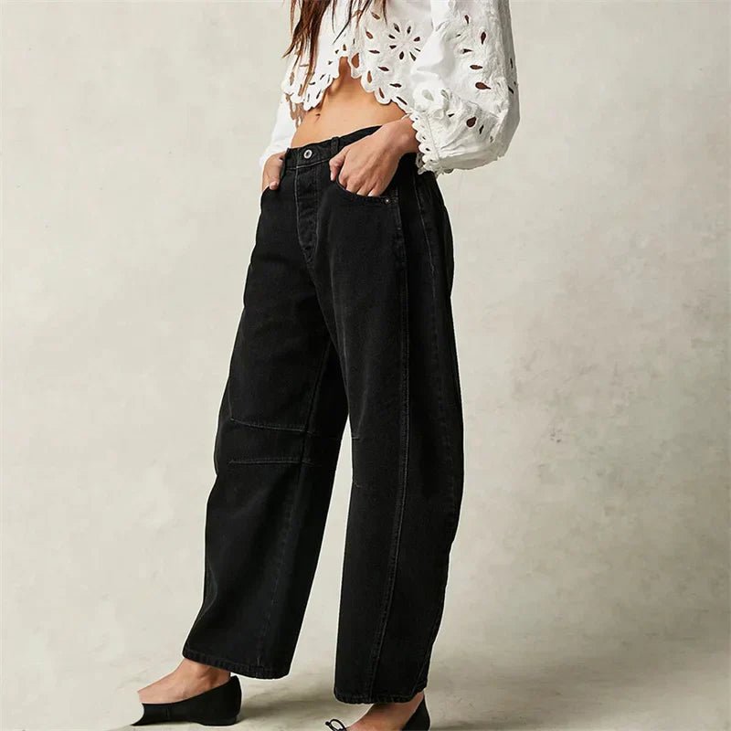 Olivia | Women's High-Waist Barrel-Leg Relaxed-Fit Denim Jeans