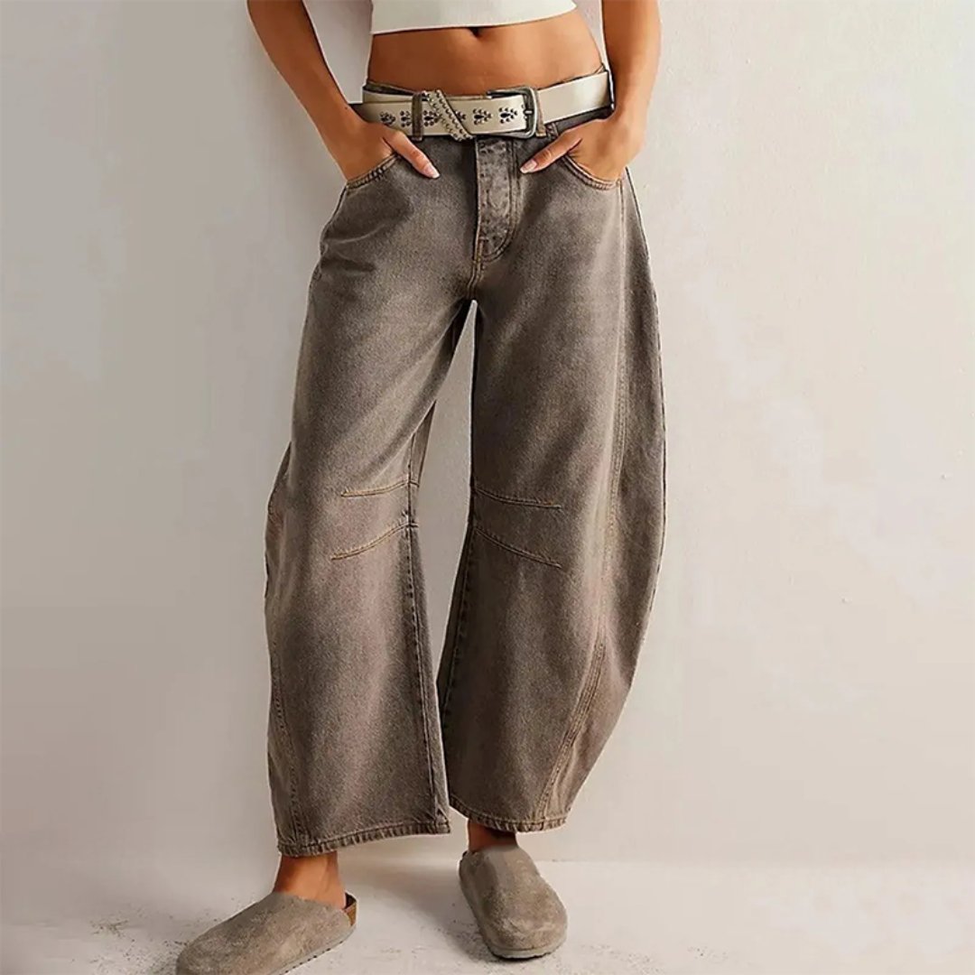 Olivia | Women's High-Waist Barrel-Leg Relaxed-Fit Denim Jeans