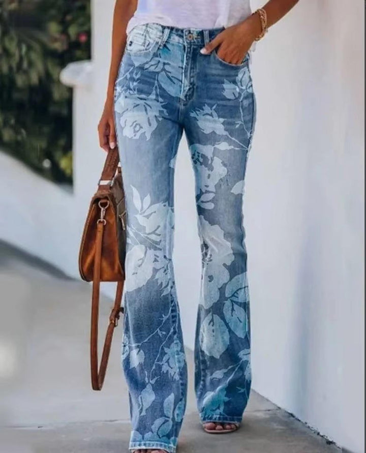 Ava | Women's High-Waist Botanical Floral Flare Jeans