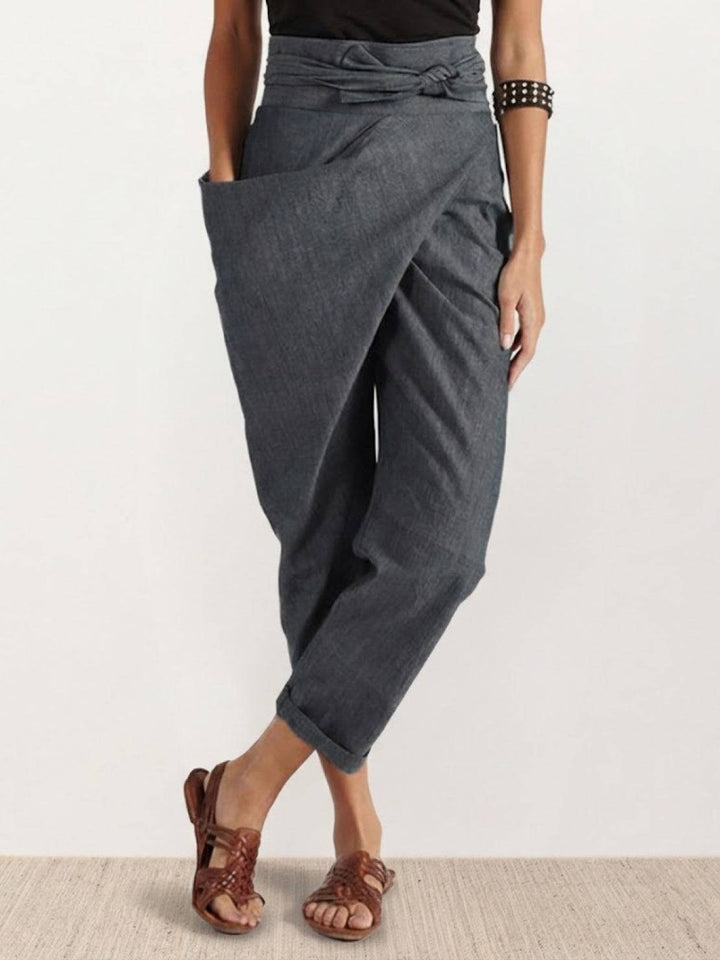 Ivy | Women's High-Waist Wrap-Front Cropped Tapered Trousers