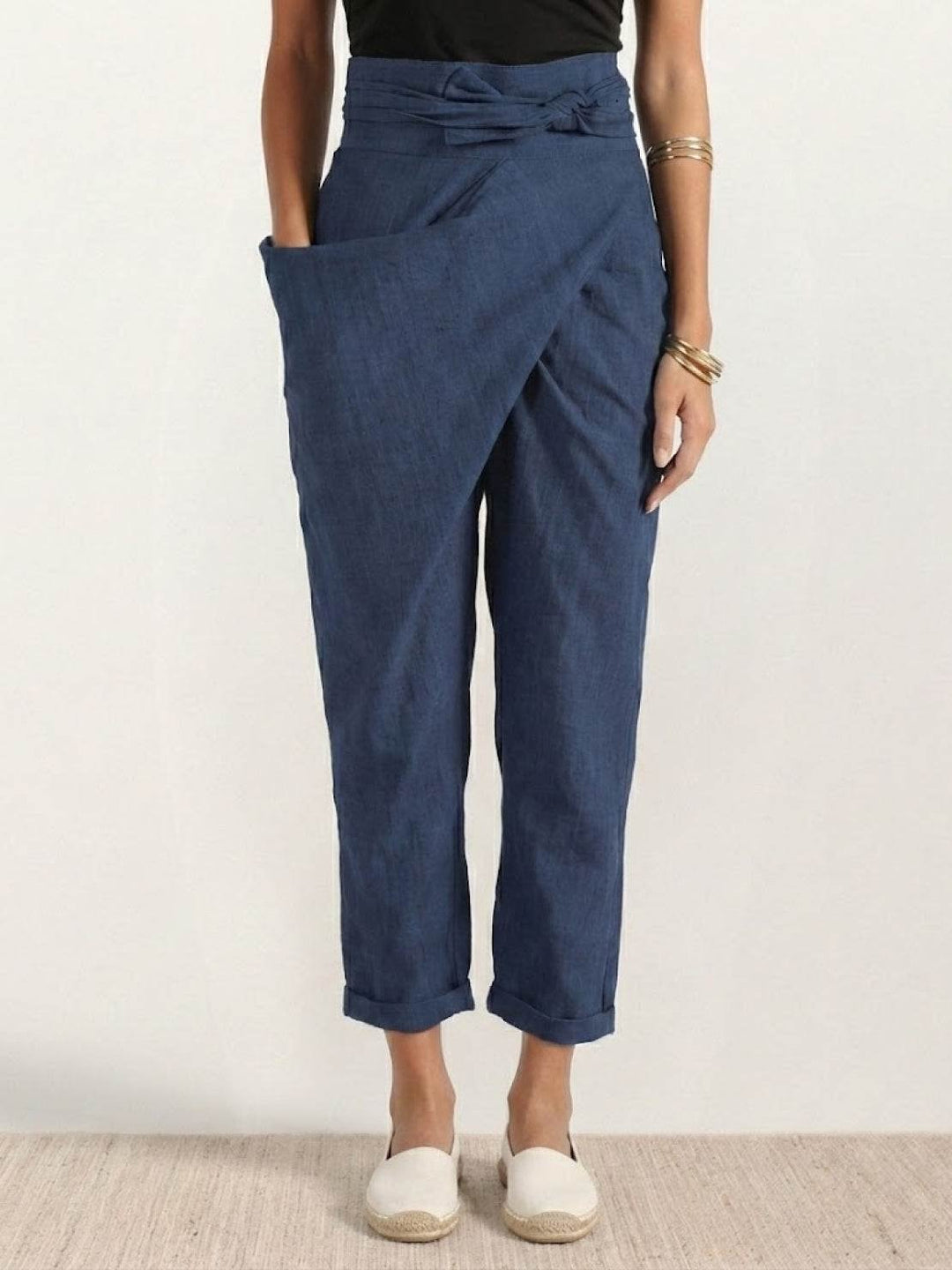 Ivy | Women's High-Waist Wrap-Front Cropped Tapered Trousers