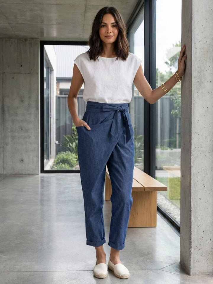 Ivy | Women's High-Waist Wrap-Front Cropped Tapered Trousers