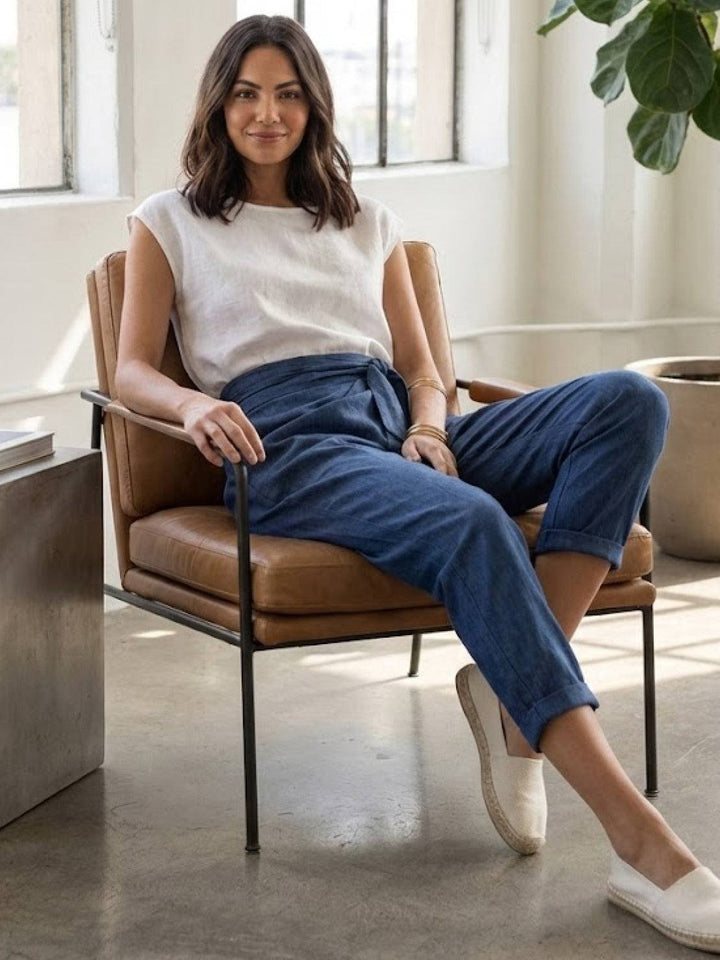 Ivy | Women's High-Waist Wrap-Front Cropped Tapered Trousers