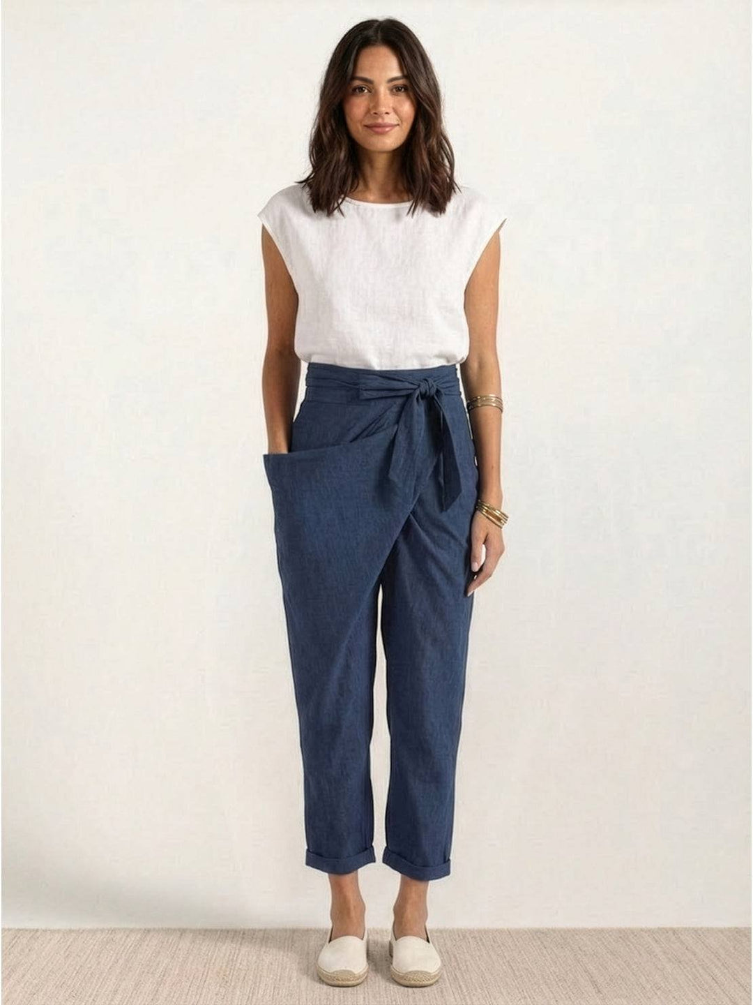 Ivy | Women's High-Waist Wrap-Front Cropped Tapered Trousers