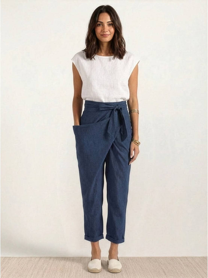 Ivy | Women's High-Waist Wrap-Front Cropped Tapered Trousers