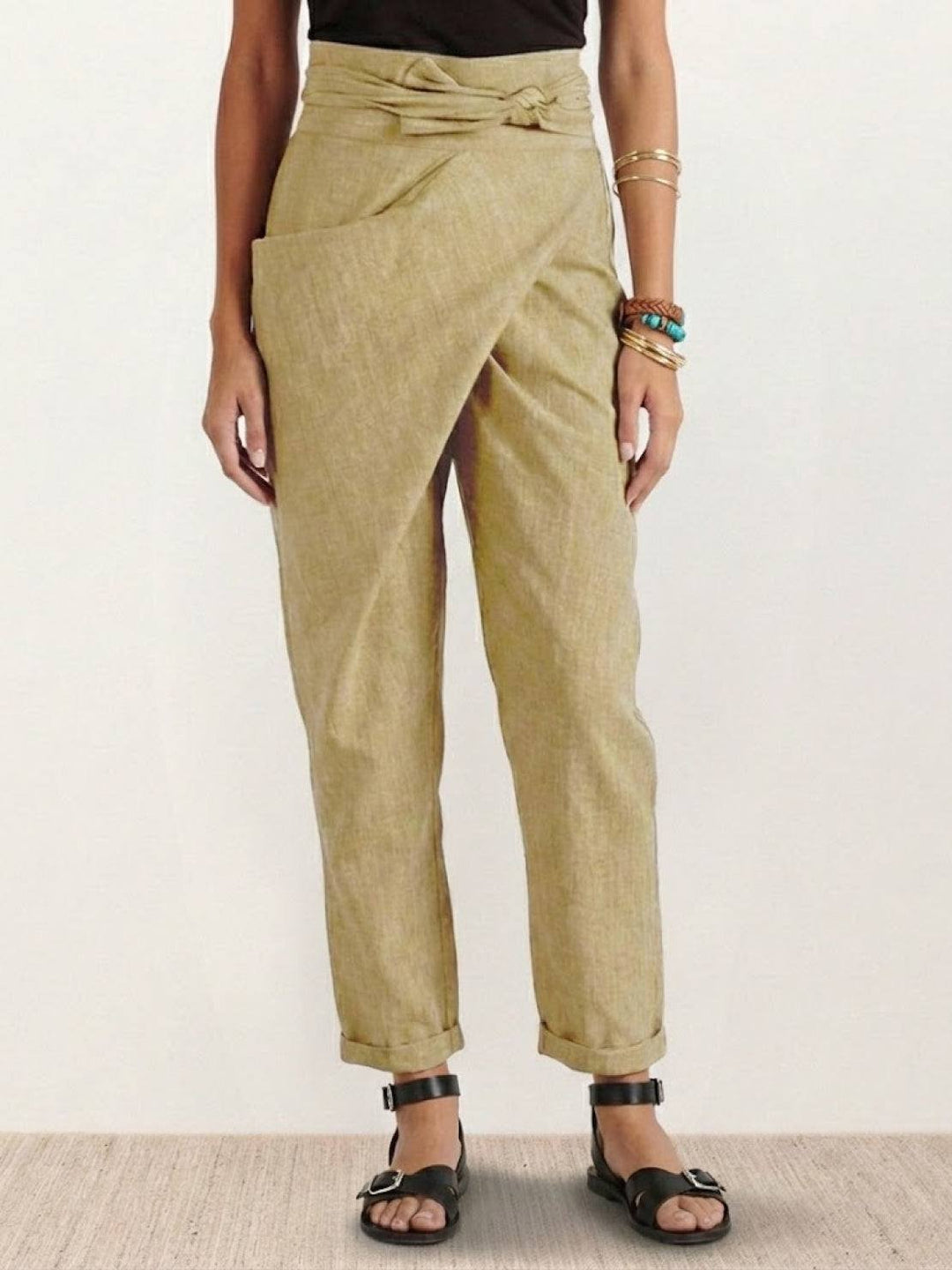 Ivy | Women's High-Waist Wrap-Front Cropped Tapered Trousers