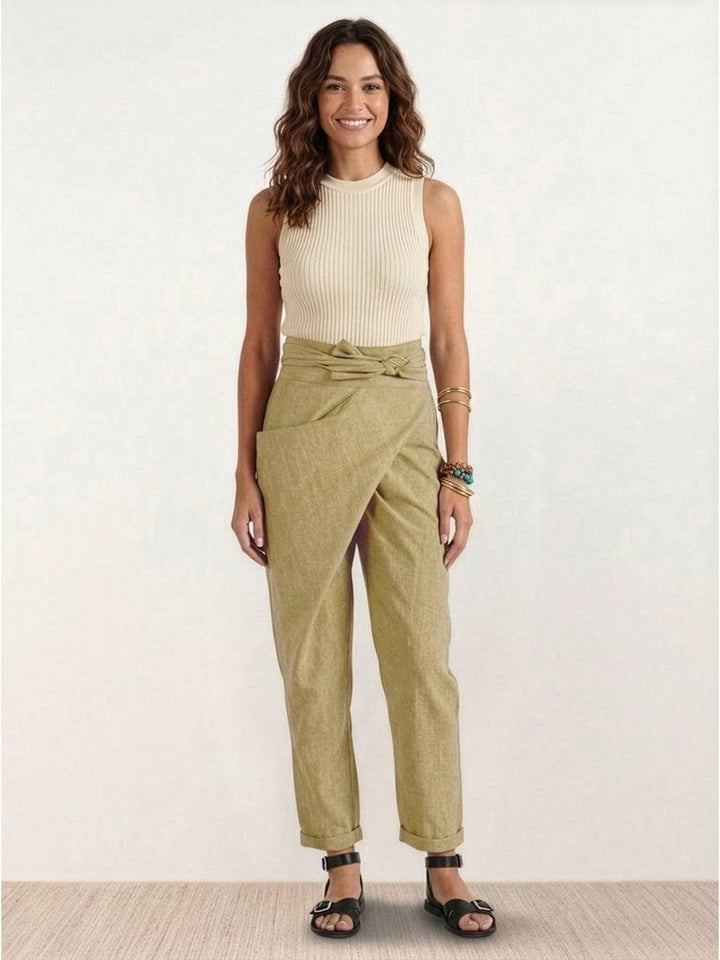 Ivy | Women's High-Waist Wrap-Front Cropped Tapered Trousers