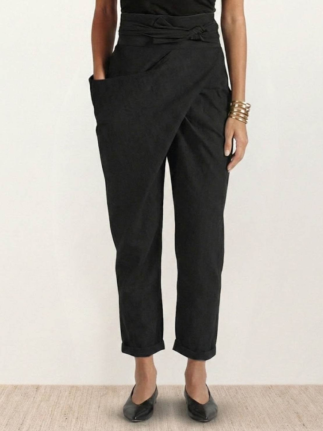Ivy | Women's High-Waist Wrap-Front Cropped Tapered Trousers