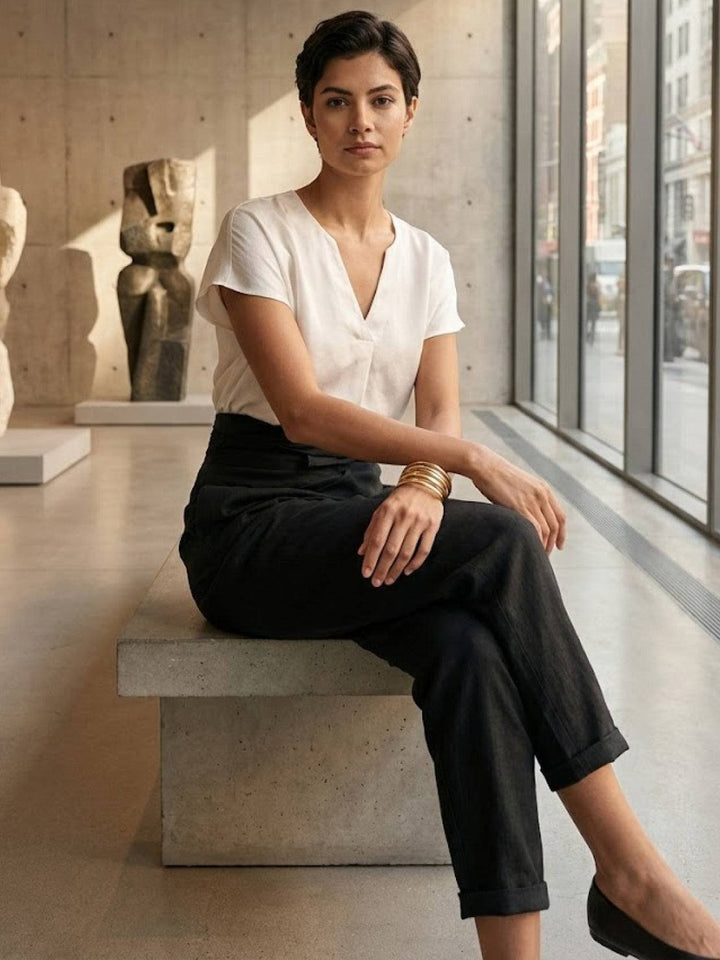 Ivy | Women's High-Waist Wrap-Front Cropped Tapered Trousers