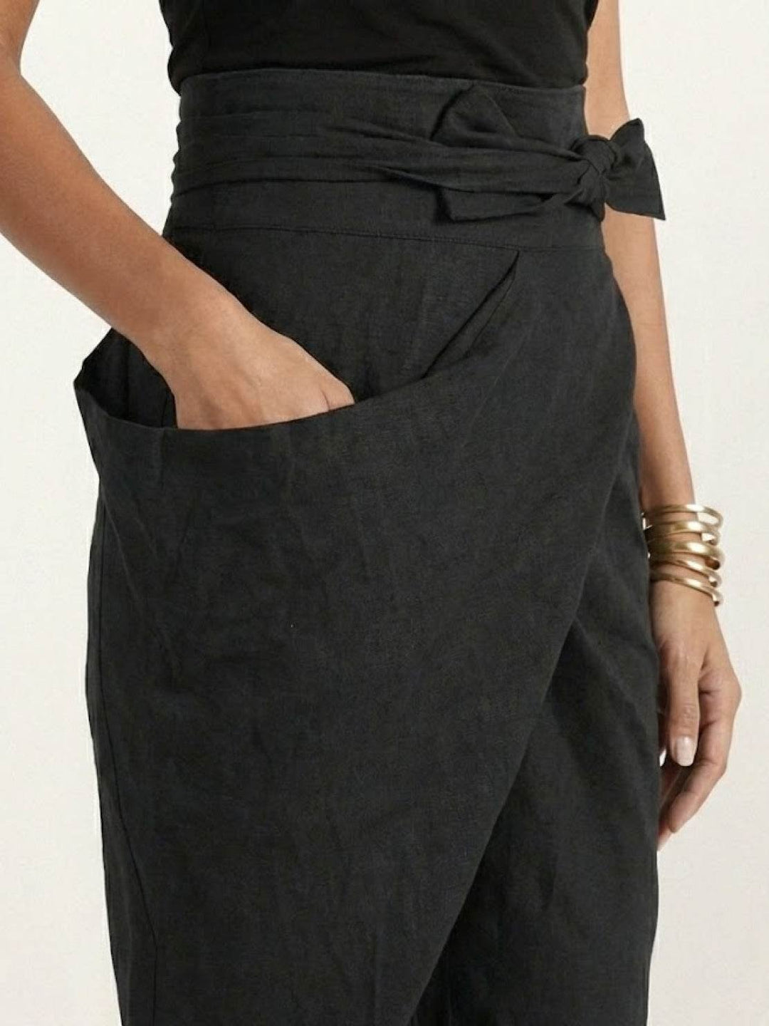 Ivy | Women's High-Waist Wrap-Front Cropped Tapered Trousers