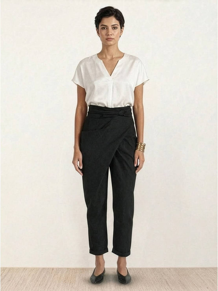 Ivy | Women's High-Waist Wrap-Front Cropped Tapered Trousers