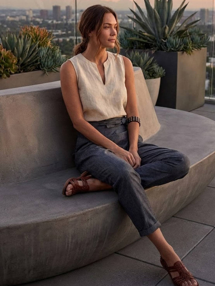 Ivy | Women's High-Waist Wrap-Front Cropped Tapered Trousers