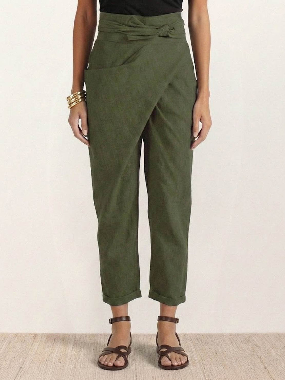 Ivy | Women's High-Waist Wrap-Front Cropped Tapered Trousers