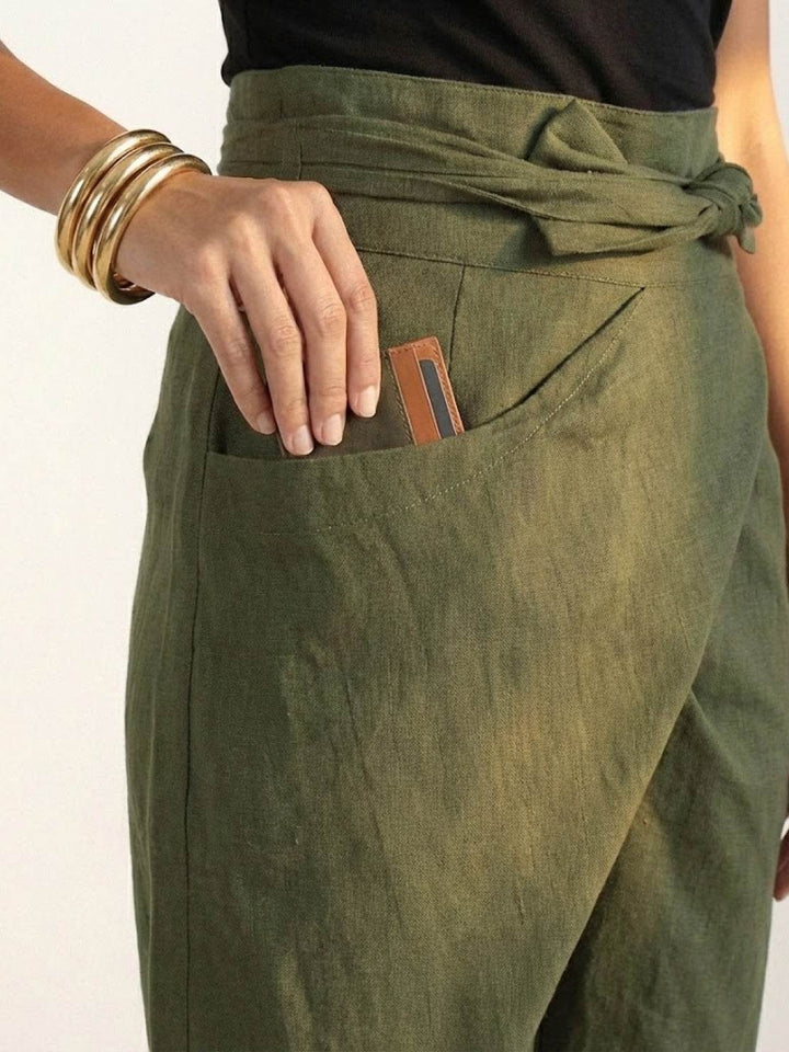 Ivy | Women's High-Waist Wrap-Front Cropped Tapered Trousers