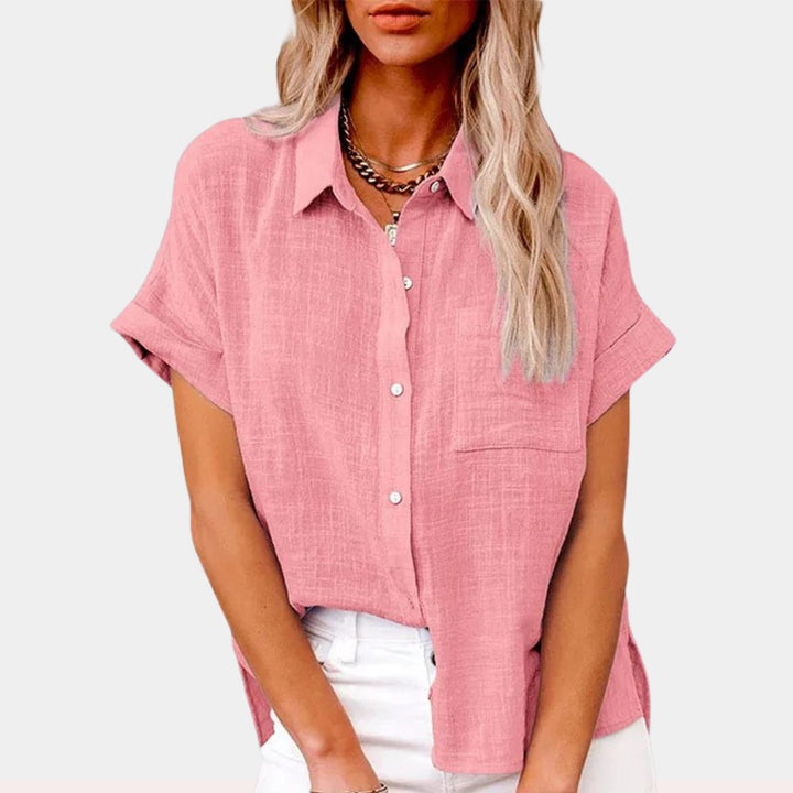 Evelyn | Women's Lightweight Button-Front Shirt Short Sleeve Relaxed Fit