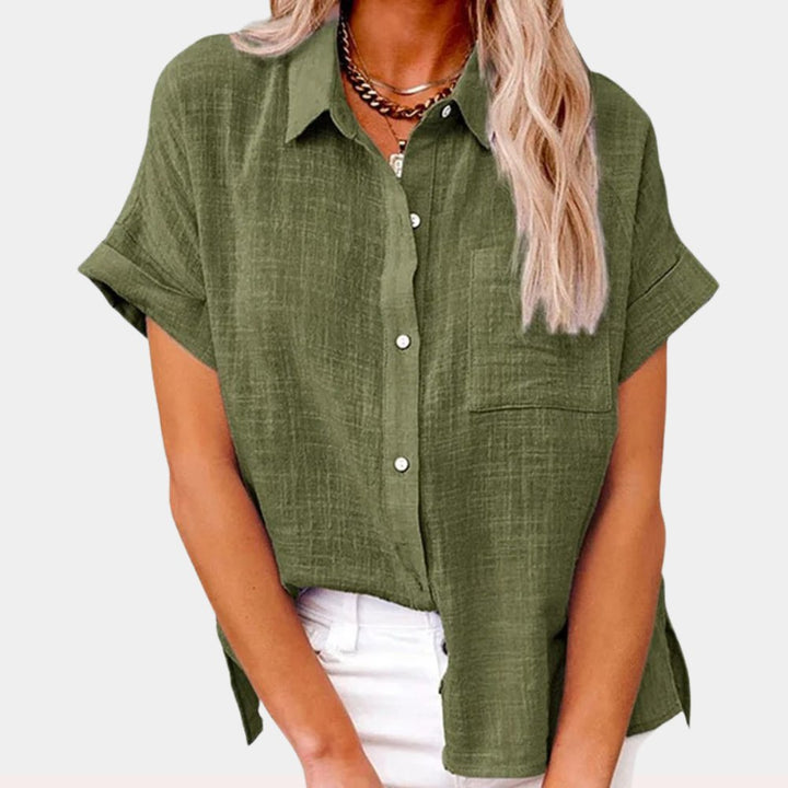 Evelyn | Women's Lightweight Button-Front Shirt Short Sleeve Relaxed Fit