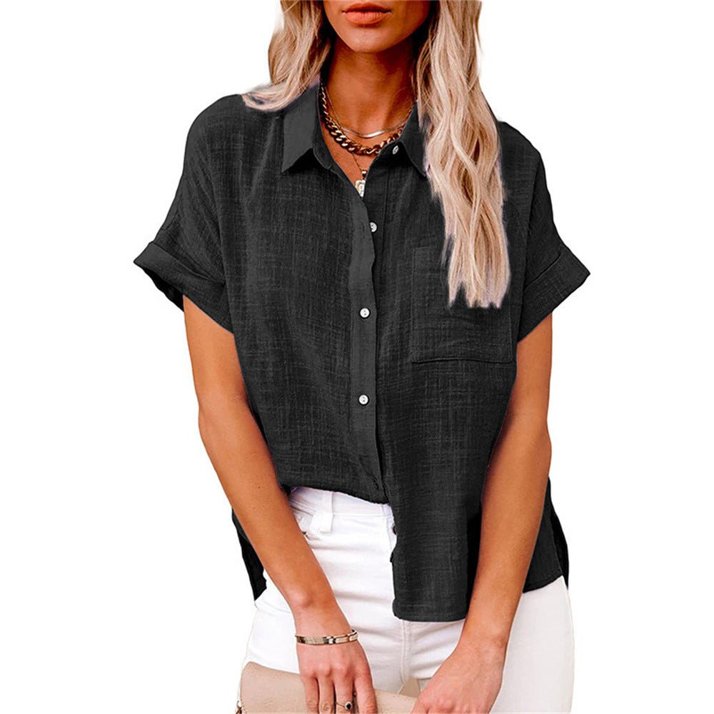 Evelyn | Women's Lightweight Button-Front Shirt Short Sleeve Relaxed Fit