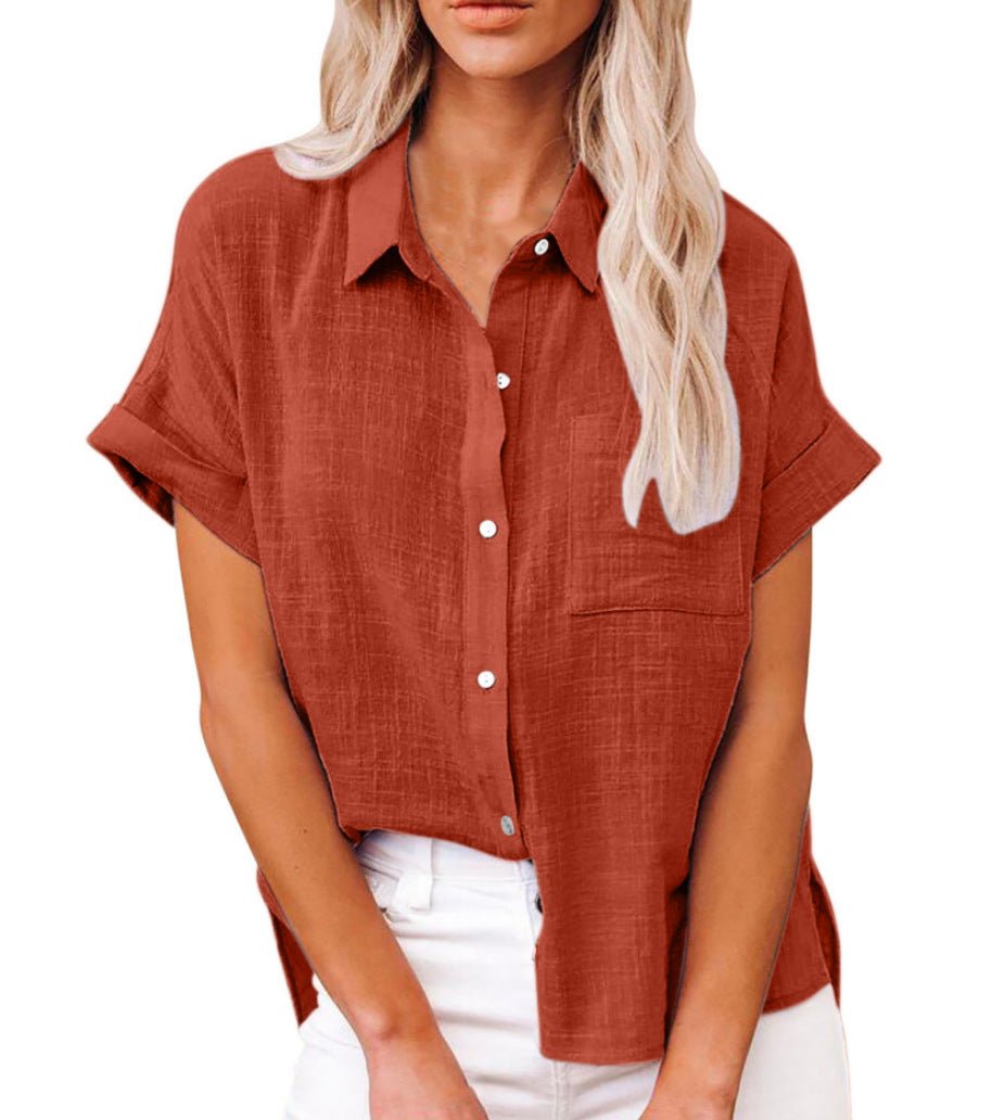 Evelyn | Women's Lightweight Button-Front Shirt Short Sleeve Relaxed Fit