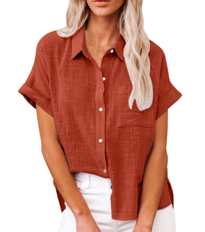 Evelyn | Women's Lightweight Button-Front Shirt Short Sleeve Relaxed Fit