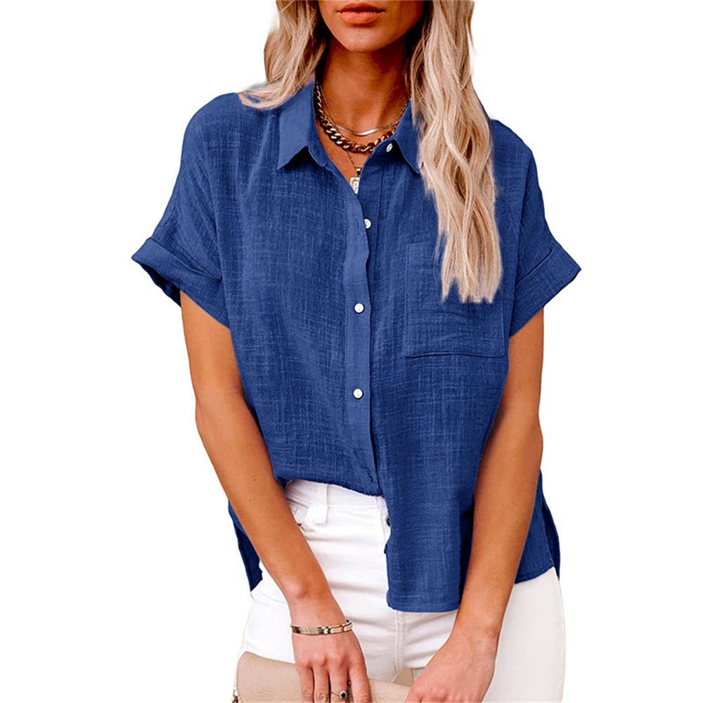 Evelyn | Women's Lightweight Button-Front Shirt Short Sleeve Relaxed Fit