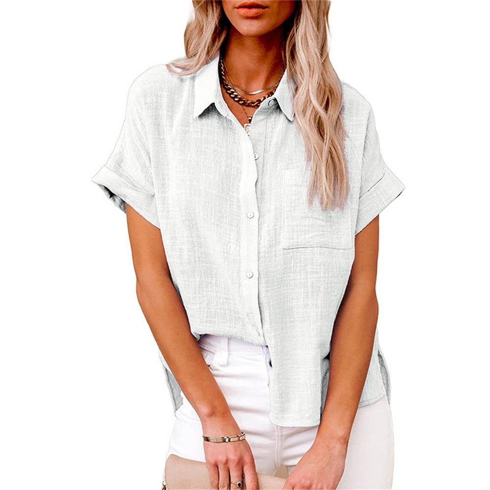 Evelyn | Women's Lightweight Button-Front Shirt Short Sleeve Relaxed Fit