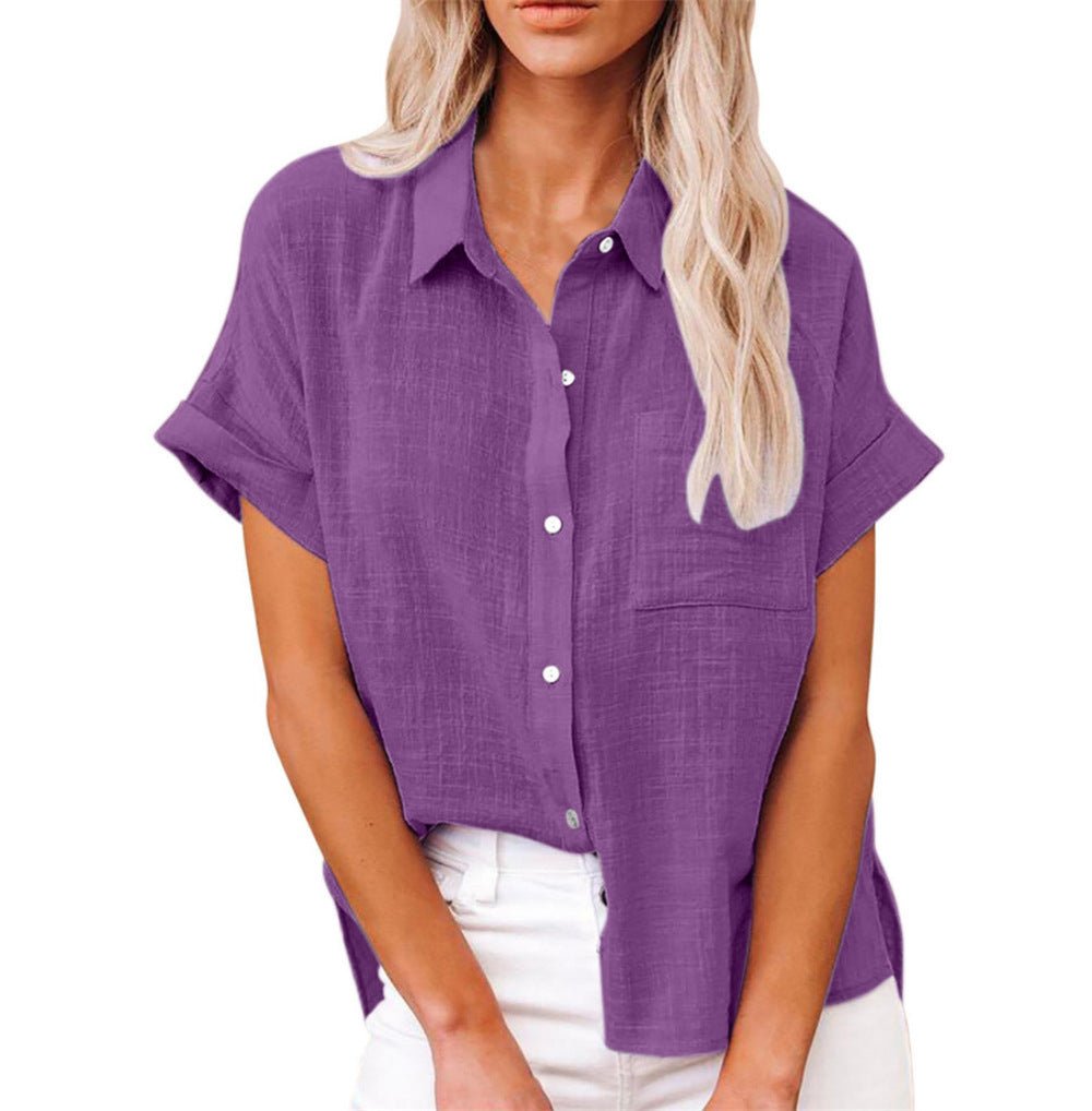 Evelyn | Women's Lightweight Button-Front Shirt Short Sleeve Relaxed Fit