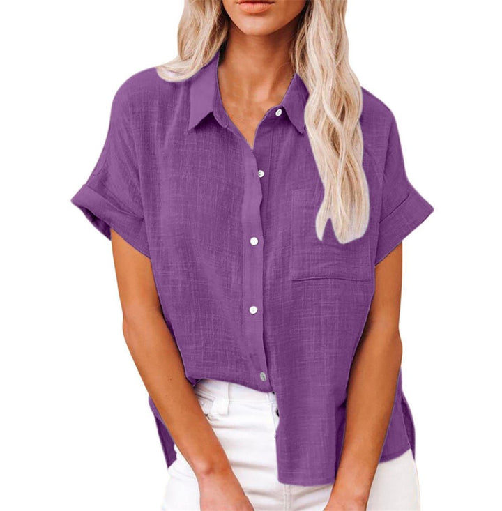 Evelyn | Women's Lightweight Button-Front Shirt Short Sleeve Relaxed Fit