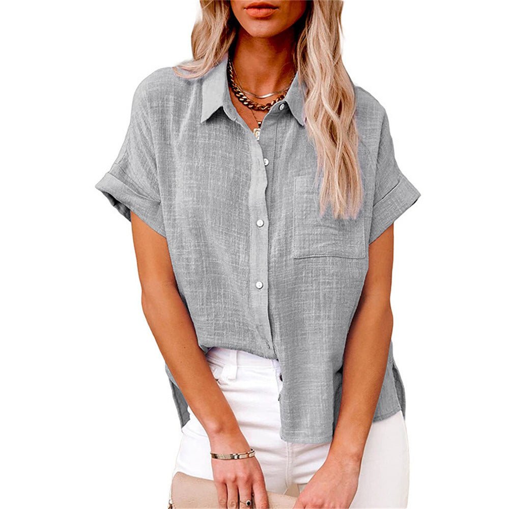 Evelyn | Women's Lightweight Button-Front Shirt Short Sleeve Relaxed Fit