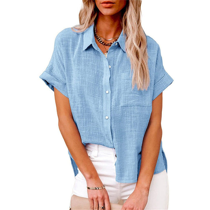 Evelyn | Women's Lightweight Button-Front Shirt Short Sleeve Relaxed Fit