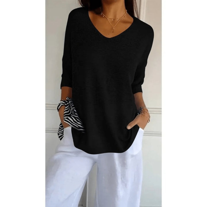 Aria | Women's Linen V-Neck Blouse 3/4 Sleeves Relaxed Fit