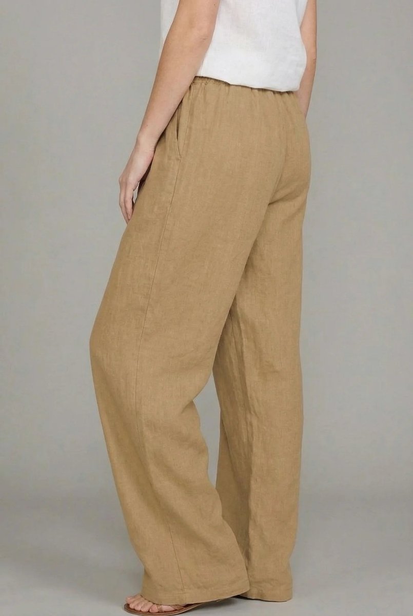 Rosie | Women's Linen Wide Leg Pants Elasticated Drawstring Trousers