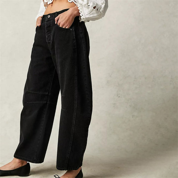 Mia | Women's Mid-Rise Cropped Barrel-Leg Heavyweight Denim Jeans