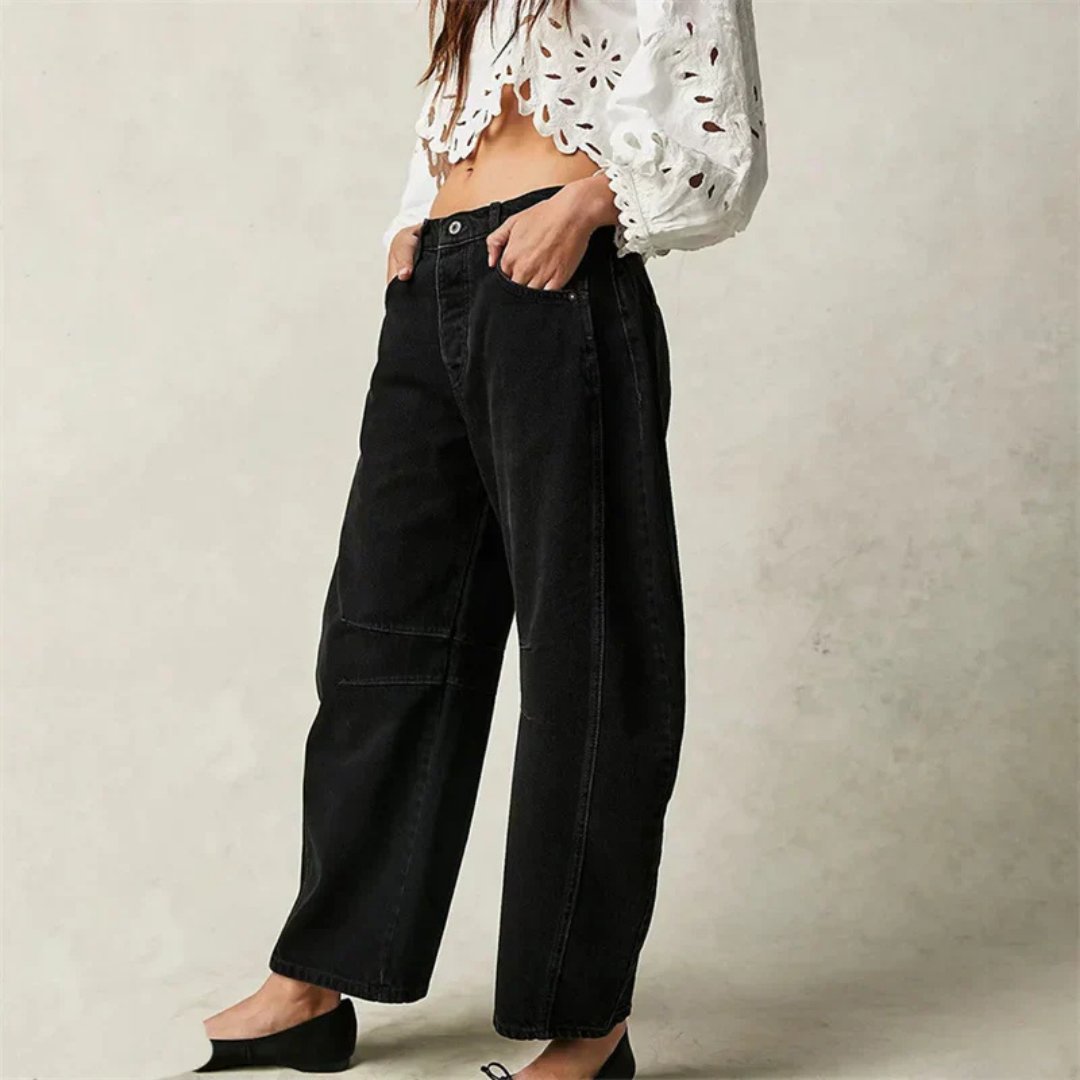 Mia | Women's Mid-Rise Cropped Barrel-Leg Heavyweight Denim Jeans