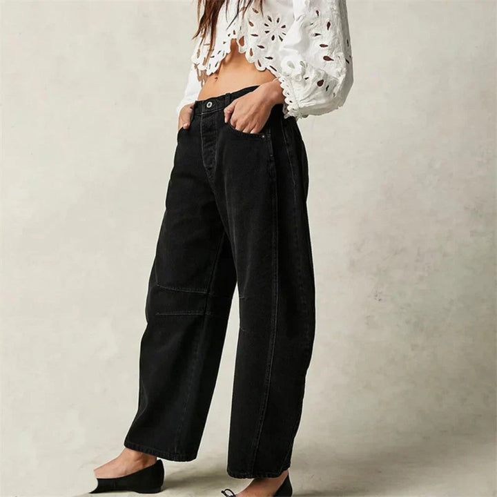 Mia | Women's Mid-Rise Cropped Barrel-Leg Heavyweight Denim Jeans