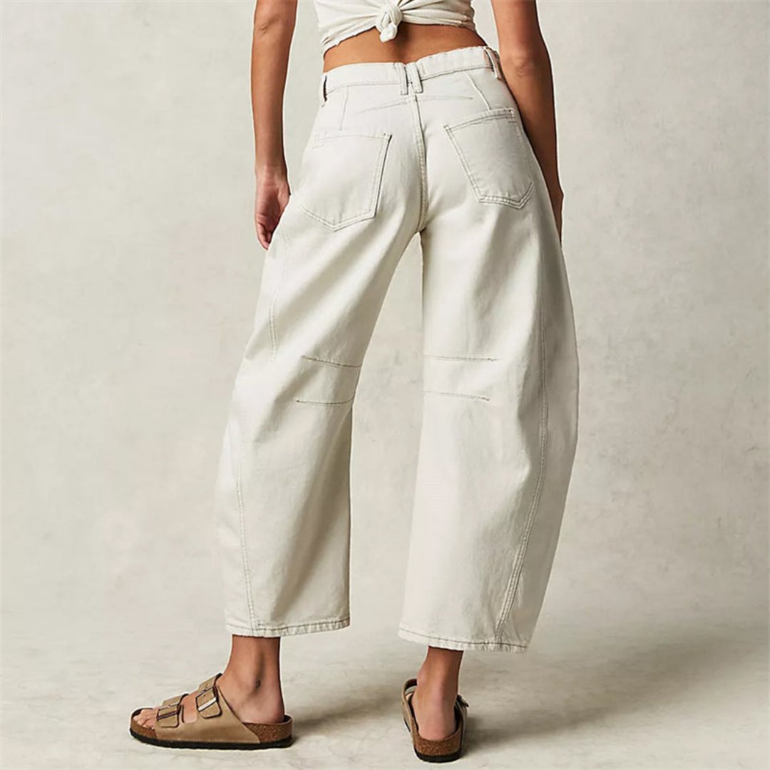 Mia | Women's Mid-Rise Cropped Barrel-Leg Heavyweight Denim Jeans