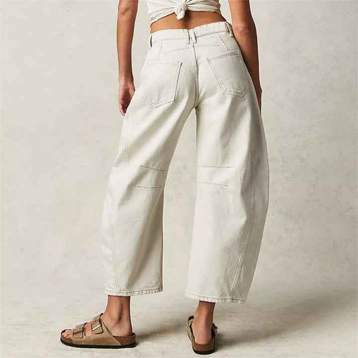 Mia | Women's Mid-Rise Cropped Barrel-Leg Heavyweight Denim Jeans