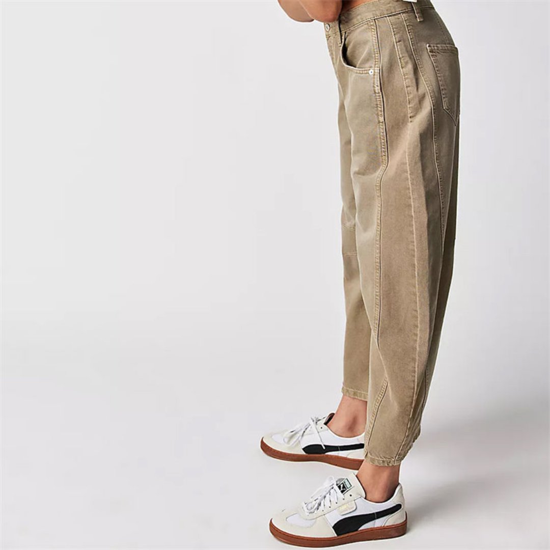 Mia | Women's Mid-Rise Cropped Barrel-Leg Heavyweight Denim Jeans