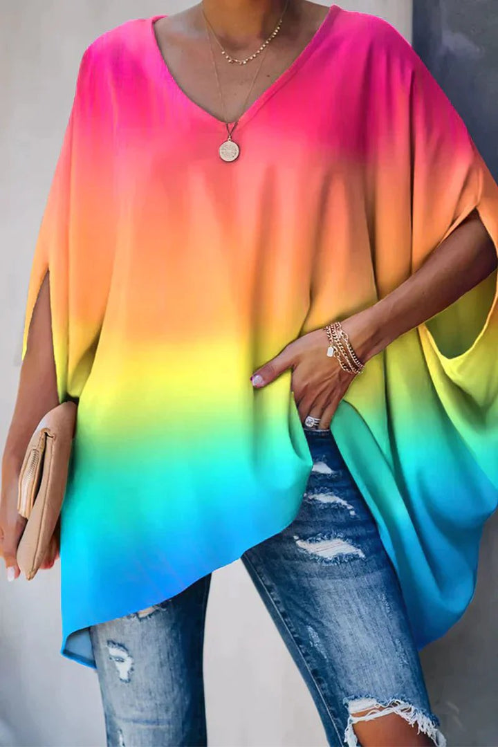 Emily | Women's Oversized Batwing-Sleeve V-Neck Tunic Top