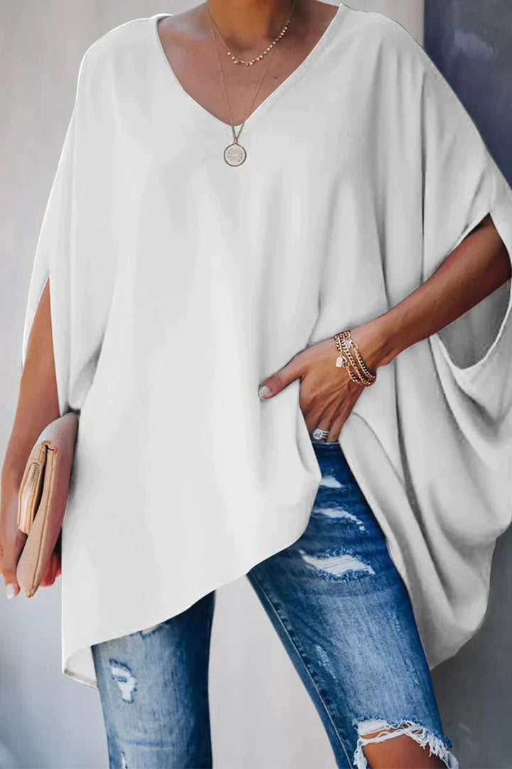 Emily | Women's Oversized Batwing-Sleeve V-Neck Tunic Top