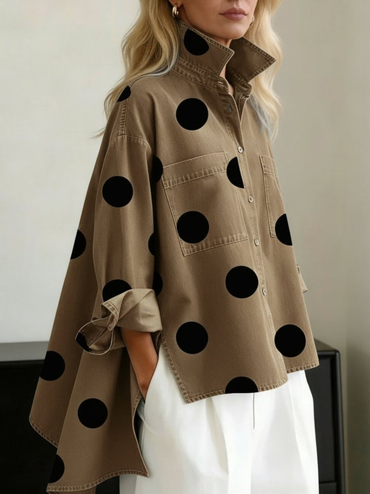 Willow | Women's Oversized Polka Dot Mock Collar Shirt