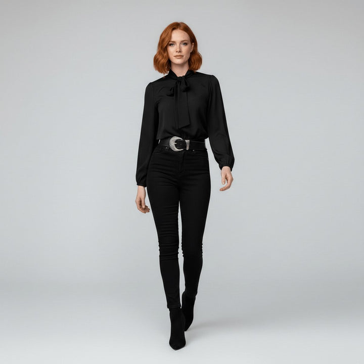 Ivy | Women's Relaxed-Fit Bow-Tie Neck Long-Sleeve Blouse